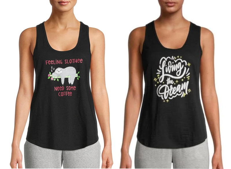 Secret Treasures Ladies Sleep Tank Black Semi Sheer - "Living the Dream"