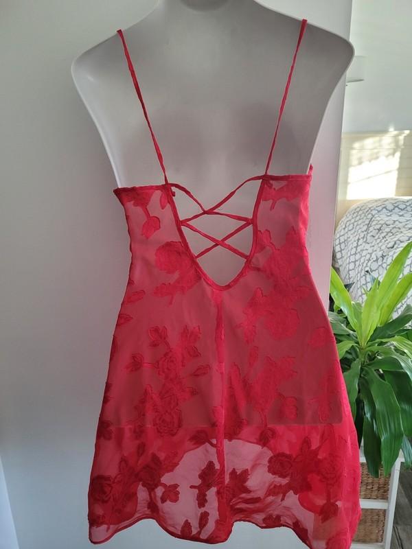 Secret Treasures Medium Slip Dress Babydoll Sleep Top Sheer Floral