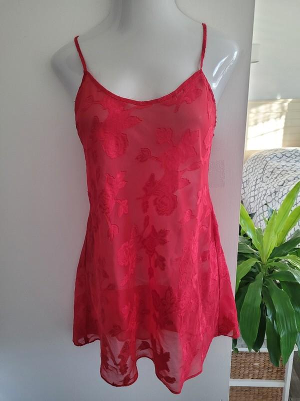 Secret Treasures Medium Slip Dress Babydoll Sleep Top Sheer Floral