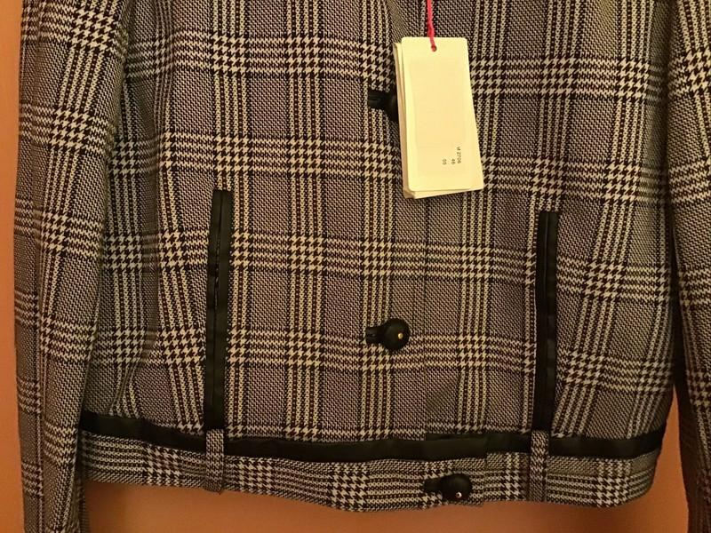 See By Chloe Motorcycle Jacket Coat Black Plaid NWT Size 10 Cropped Great Button