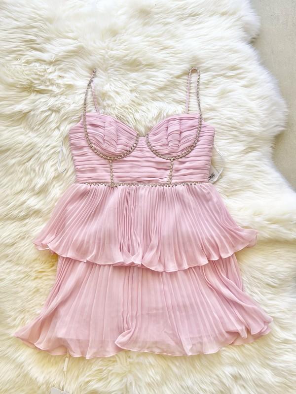 Self-Portrait Tiered Chiffon Diamante Minidress US8/12
