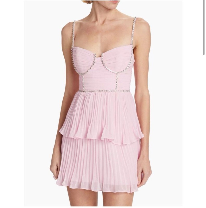 Self-Portrait Tiered Chiffon Diamante Minidress US8/12