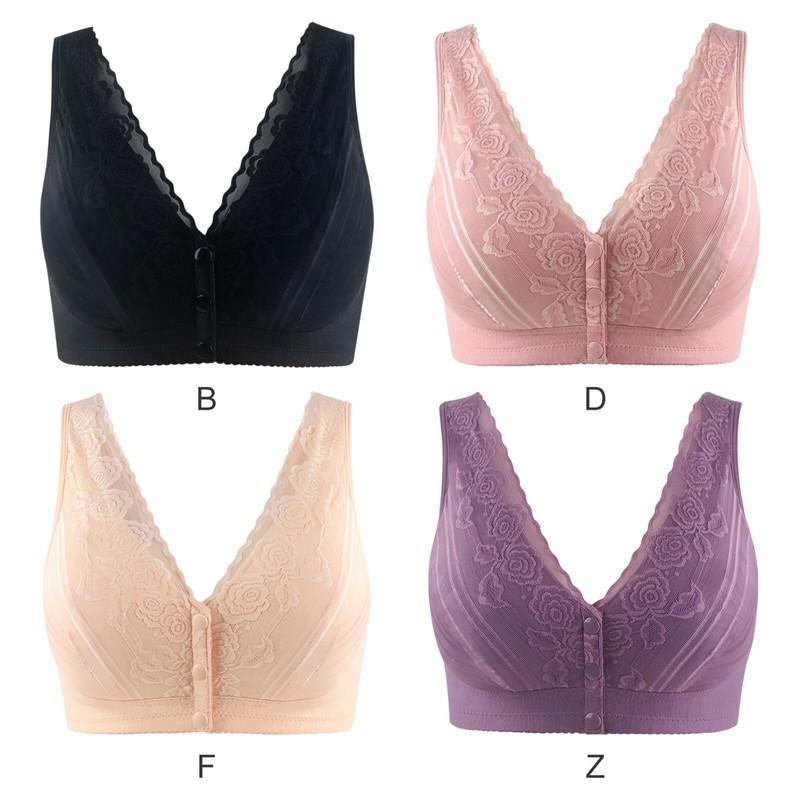Seniors Bra Front Snap Closure Bras Lace Comfort Wireless For Older Women USA