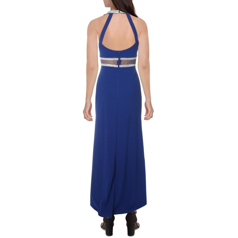 Sequin Hearts Womens Blue Embellished Formal Dress Gown Juniors 1 BHFO 4946