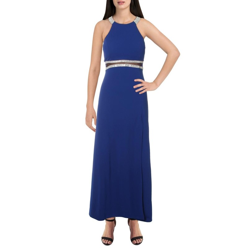 Sequin Hearts Womens Blue Embellished Formal Dress Gown Juniors 1 BHFO 4946