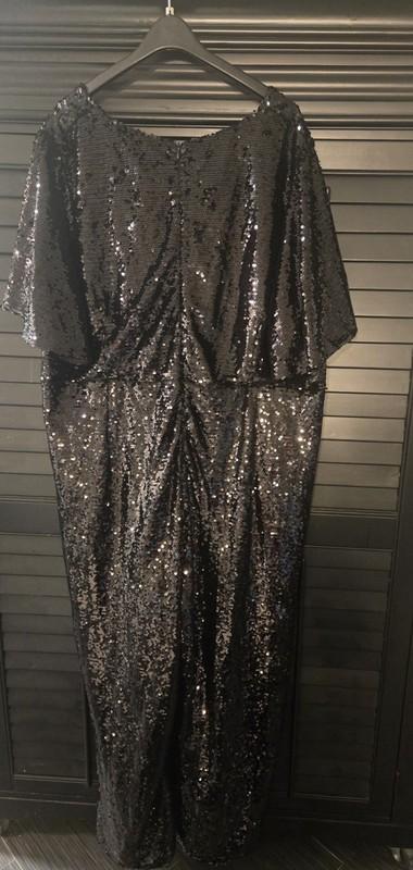 SEQUIN JUMPSUIT Plus Size 24 Black V-Neck FORMAL Fashion Union NWT