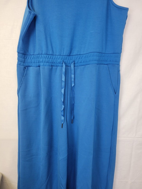 Serra Romper Pant Blue Size XL Keyhole Back Sleeveless Long Stretch Wide Leg
