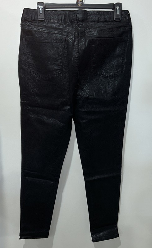 Seven7 Coated Skinny Jeans Faux Leather Black Viper Size 14 Inseam 28” NEW Snake