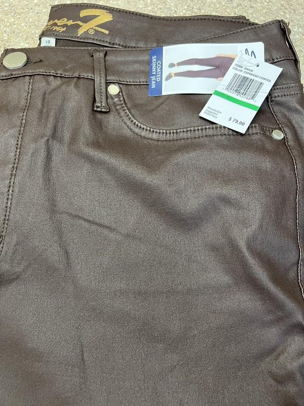 Seven7 Coated Skinny Jeans Faux Leather Espresso Size 18 Inseam 28” NEW