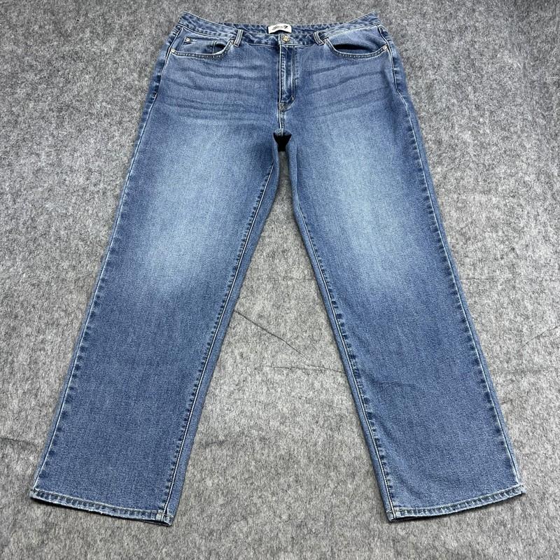Seven7 Jeans Womens 14 Blue Denim Loose Straight Stretch Mid Rise Casual