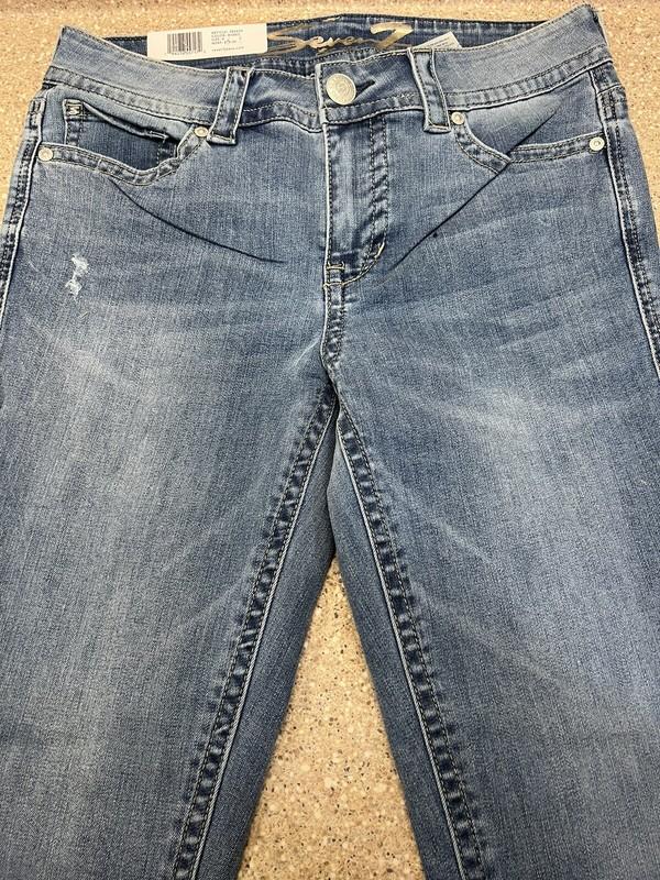 SEVEN7 STARLETTE SKINNY BLUE JEANS SIZE 8 Signature Stitch Pockets