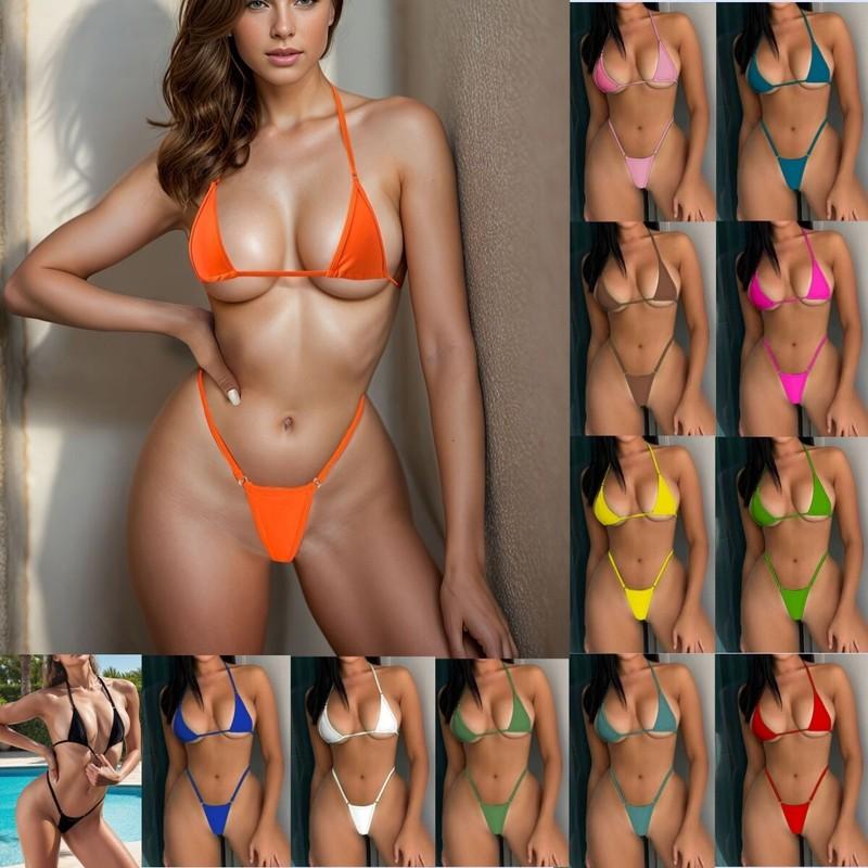 Sexy Bikini Set For Women Girls Micro Thong Swimwear Swimsuit Orange