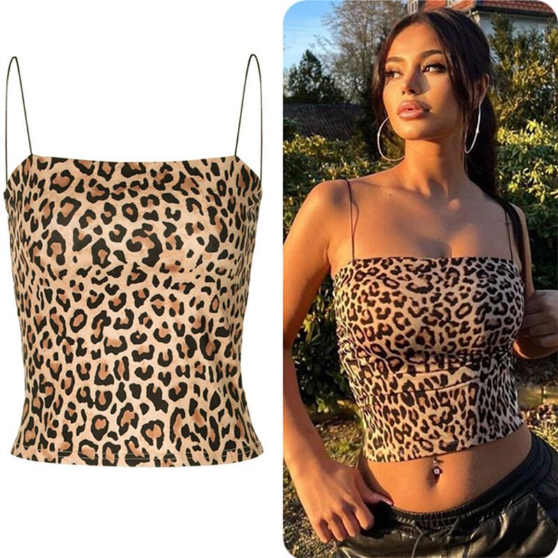 Sexy Crop Top Women Clothing Leopard Print Camisole Strap Top Fashion Tank Top