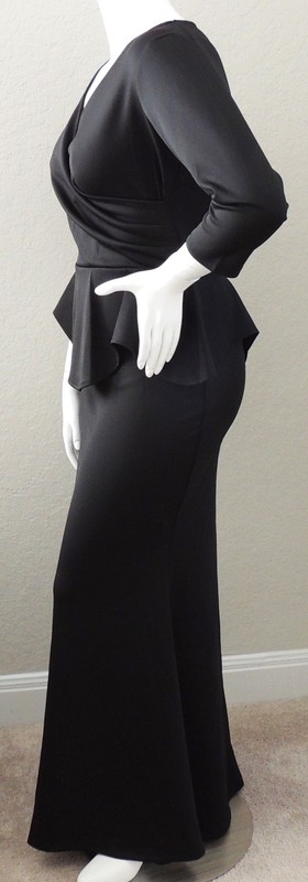 Sexy Diva Fit & Flare Peplum Mermaid Maxi Dress Black Plus 1XL - New