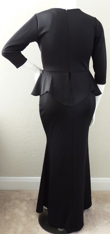 Sexy Diva Fit & Flare Peplum Mermaid Maxi Dress Black Plus 1XL - New