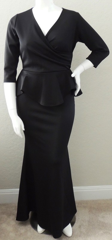 Sexy Diva Fit & Flare Peplum Mermaid Maxi Dress Black Plus 1XL - New