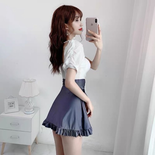 Sexy Drawstring High Waist Swimwear Women One Piece Patchwork Bathing Suit