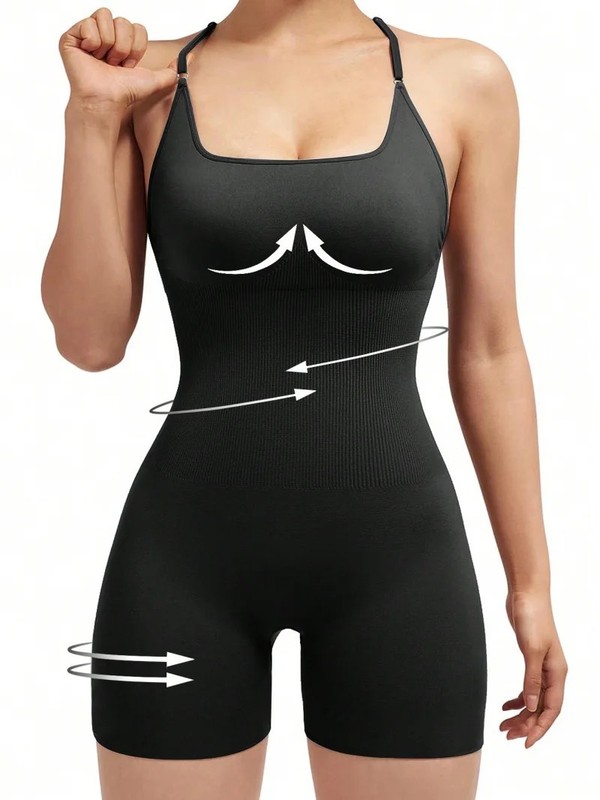 Sexy Fitness Jumpsuit Women Cross Adjustable Sports Playsuit Running One