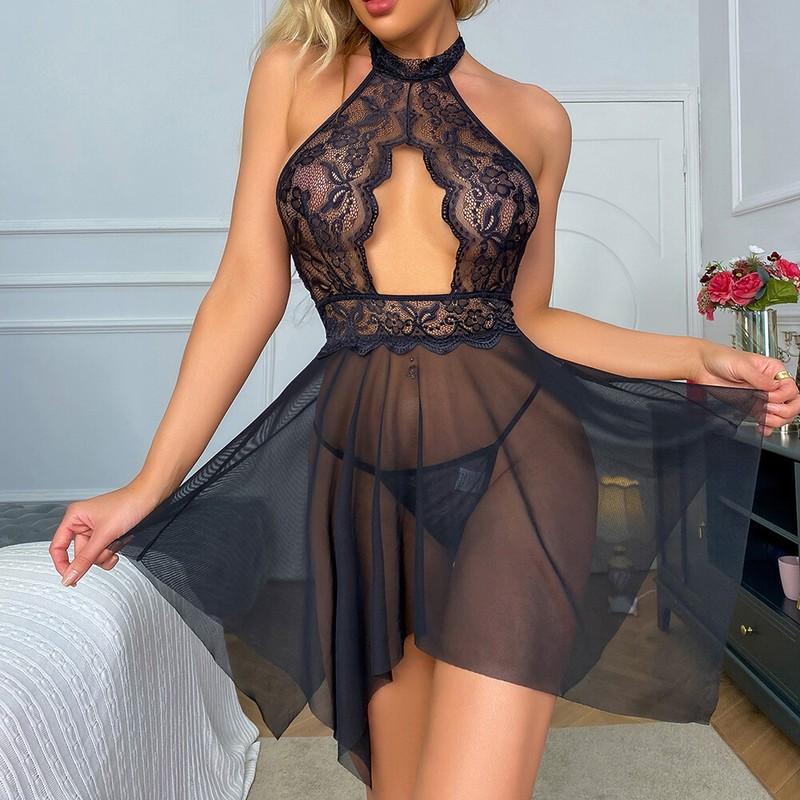 Sexy Lingerie for Women Floral Lace Sheer Sleepwear Babydoll Chemise Nightwear