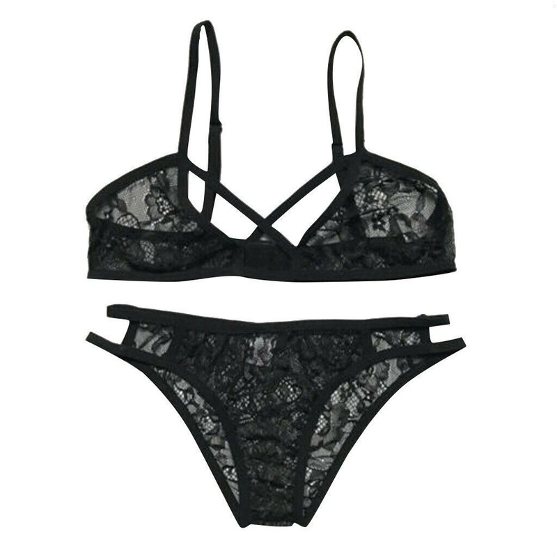 Sexy-Lingerie Nightwear Underwear G-string Babydoll Women Lace Bra Sleepwear Set