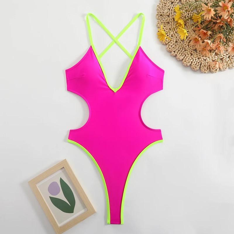Sexy String Bandage One Piece Swimsuit Women Cut Out Monokini Thong Bathing Suit