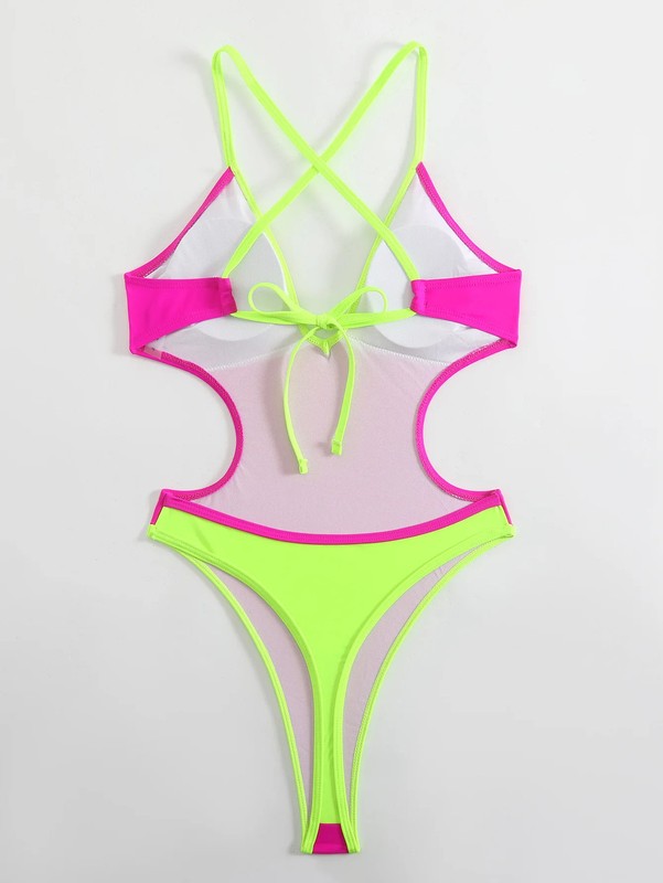 Sexy String Bandage One Piece Swimsuit Women Cut Out Monokini Thong Bathing Suit
