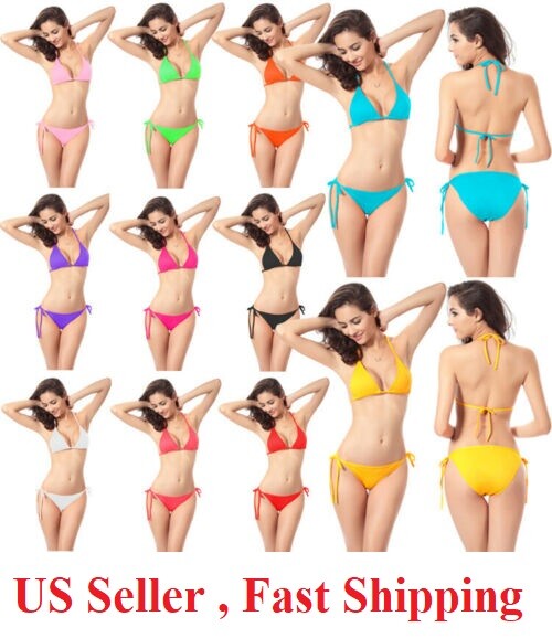 Sexy Women Brazilian Bikini Scrunches Butt Swimwear 2 Pcs Set Lady Swimsuit