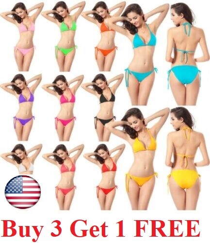 Sexy Women Brazilian Bikini Scrunches Butt Swimwear 2 Pcs Set Lady Swimsuit
