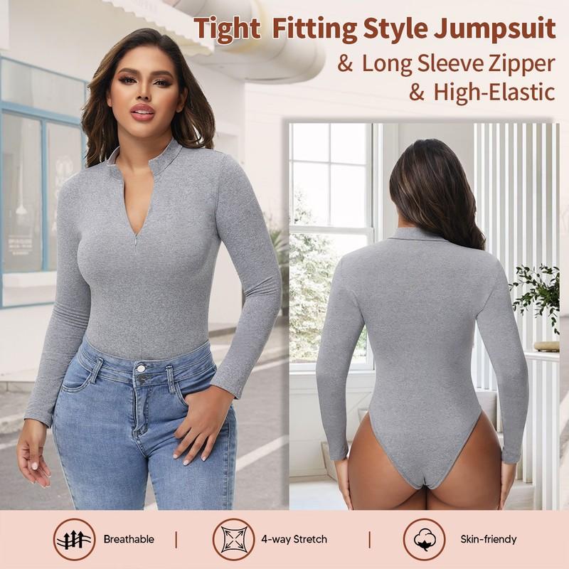 Sexy Women's Mock Turtle Neck Sleeveless Tank Tops Long Sleeve Bodysuit Leotard