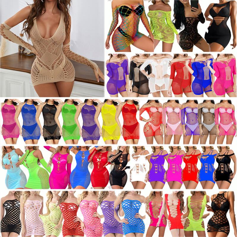 Sexy Womens Lingerie Nightwear Babydoll Fishnet Bodystocking Dress Party Suit