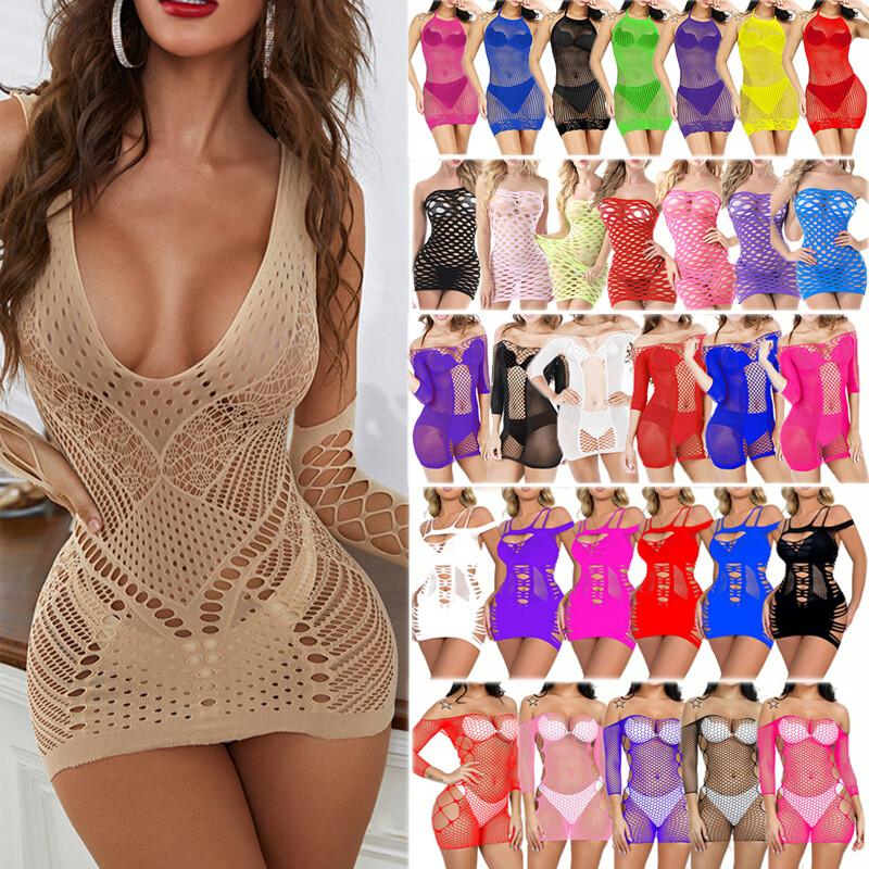 Sexy Womens Lingerie Nightwear Babydoll Fishnet Bodystocking Dress Party suit
