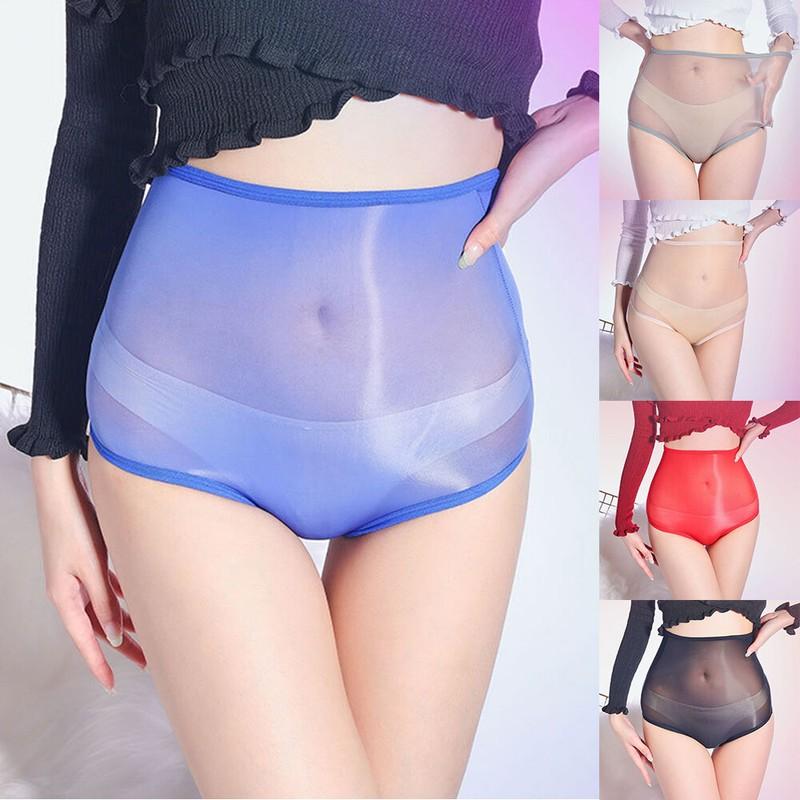 Sexy Womens See-Through Underwear Stretch Oil Shiny Glossy Panties Briefs US