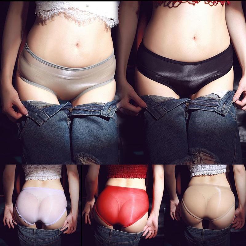 Sexy Womens See-Through Underwear Stretch Oil Shiny Glossy Panties Briefs US