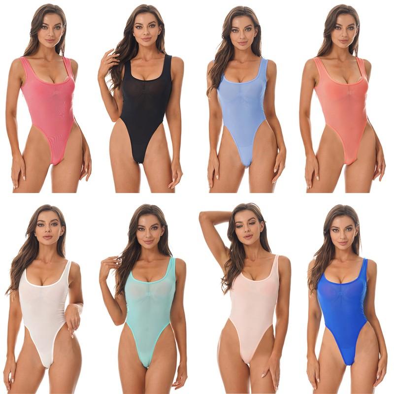 Sexy Womens Swimwear High Cut Thong Leotard Bodysuit Monokini Swimsuit Underwear
