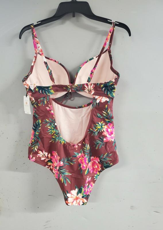 Shade & Shore 1 Pc Mauve Floral Swimsuit 32DD 32DDD 38B NWT FREE SHIP