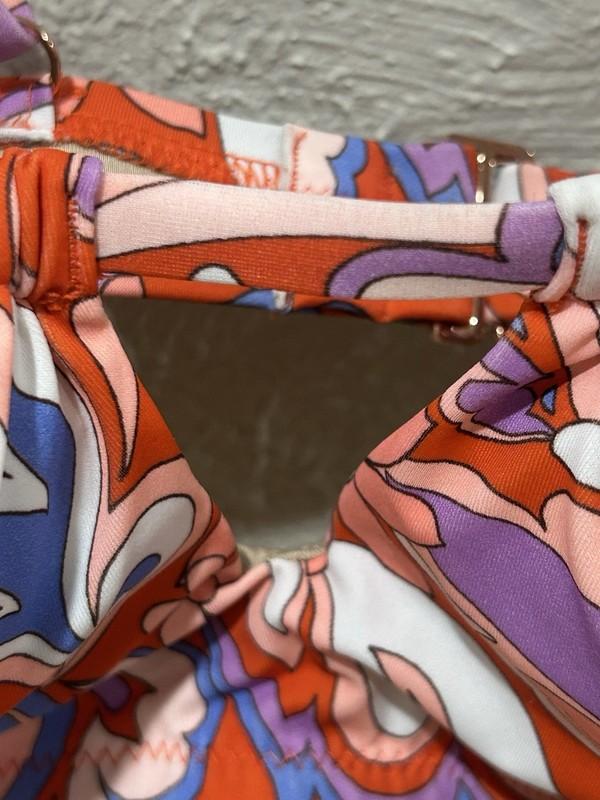 Shade & Shore Groovy Floral Tunnel Front Keyhole Bralette Bikini Top Sz 38B NWT