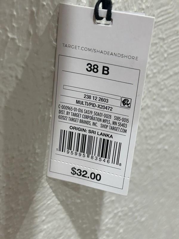 Shade & Shore Groovy Floral Tunnel Front Keyhole Bralette Bikini Top Sz 38B NWT