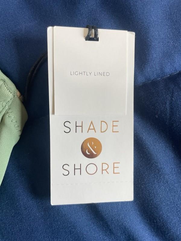 Shade & Shore Women's Lightly Lined Ruffle Bikini Top Green Size 36D