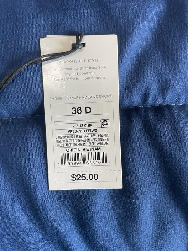 Shade & Shore Women's Lightly Lined Ruffle Bikini Top Green Size 36D