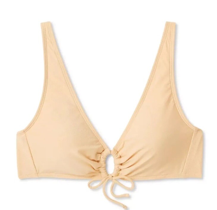 Shade & Shore Women’s M Medium Bikini Top Yellow Lurex Keyhole Tall Triangle New