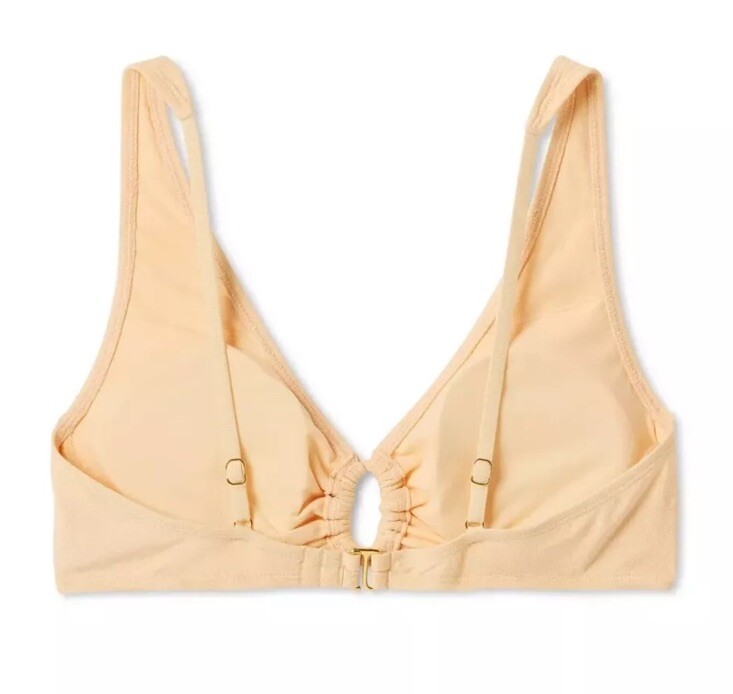 Shade & Shore Women’s M Medium Bikini Top Yellow Lurex Keyhole Tall Triangle New