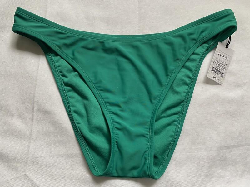 Shade & Shore Women's XL 16-18 Bikini Bottom Green Jewel Cheeky Swim New
