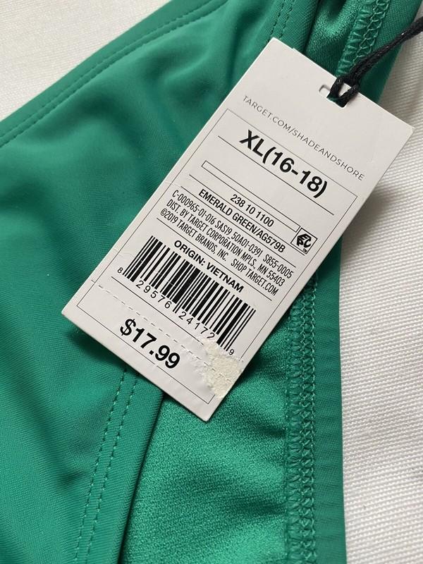 Shade & Shore Women's XL 16-18 Bikini Bottom Green Jewel Cheeky Swim New