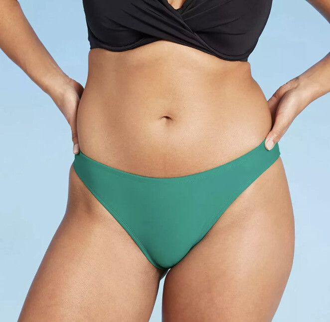 Shade & Shore Women's XL 16-18 Bikini Bottom Green Jewel Cheeky Swim New