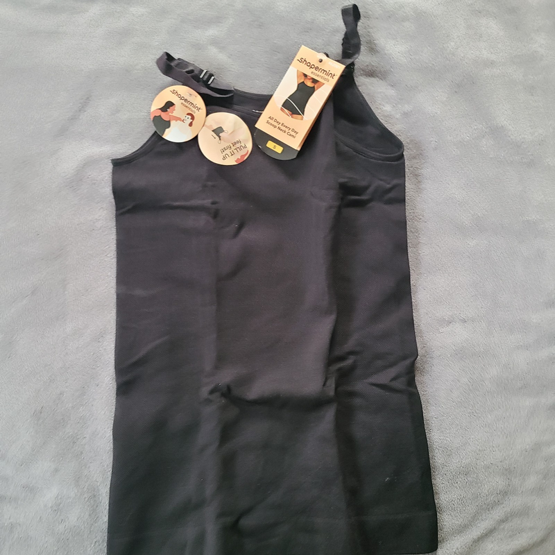 Shapermint Essentials Scoop Neck Cami Black White Adjustable Straps S-XXL NWT