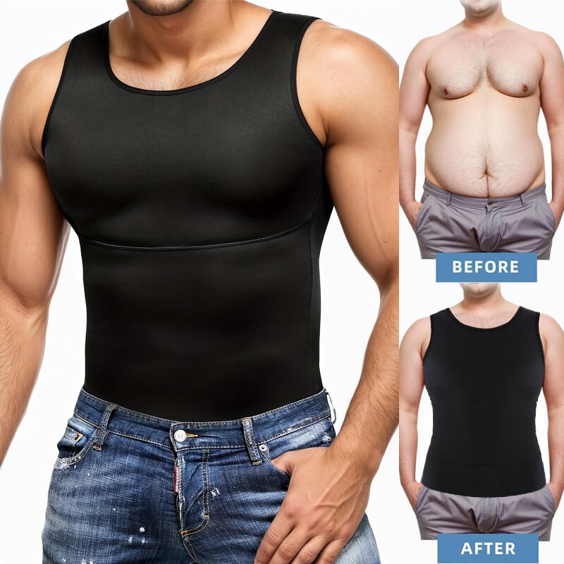 Shapertop for Men Slimming Tank Compression Shirt Gynecomastia Belly Shapewear