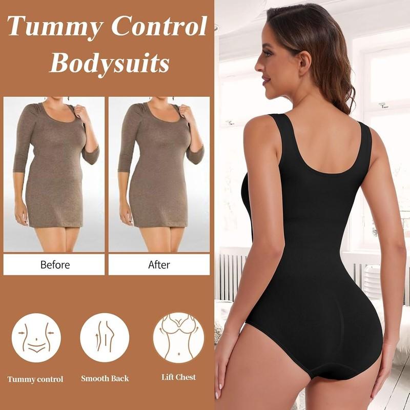 Shapewear Bodysuit For Women Tummy Control Slim Fit Round Neck Full Body Shaper