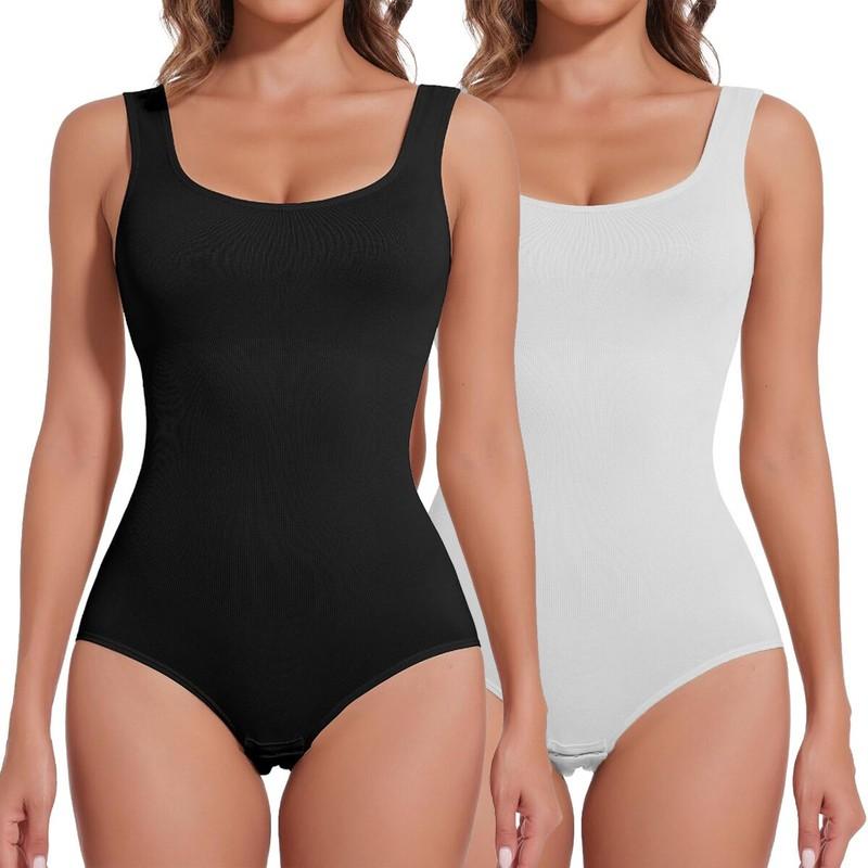 Shapewear Bodysuit for Women Tummy Control Slim Fit Round Neck Full Body Shaper