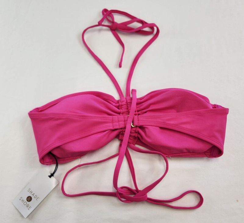Share & Shore Womens Pink Bandeau Strappy Bikini Swim Top Size L 12-14 Halter