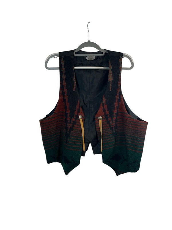 Sharon Andrew’s Wool Southwestern Aztec Western Vest Size XL
